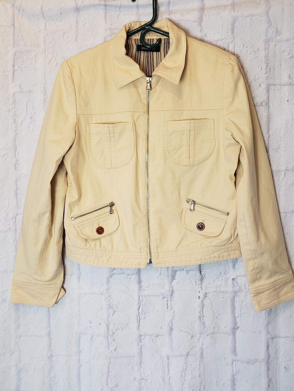 IDEOLOGY Y2K Zip Front Butter Yellow Jacket Medium